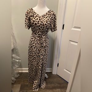 Woman’s cheetah print dress